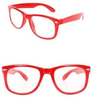 Bril - Blues Brother - Rood - Doorzichtig glas