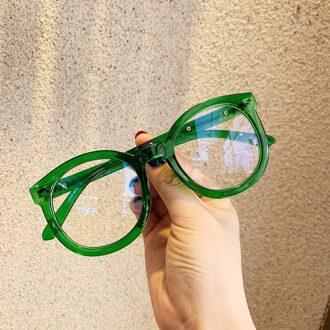 Bril Frame Ronde Computer Brillen Candy Kleur Optische Brilmontuur Pijl Klinknagel Bril Frames Voor Mannen Vrouwen groen