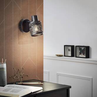 Brilliant Bano wandspot, breedte 13,5 cm, mat zwart, metaal zwart mat