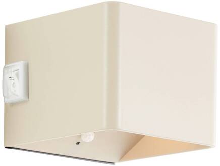 Brilliant Buitenwandlamp Iseo, beige, breedte 10 cm, sensor