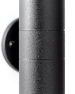 Brilliant Buitenwandlamp Jandy up/down, zwart, metaal, glas, GU10