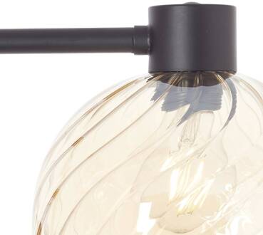 Brilliant Casto vloerlamp, hoogte 150 cm, amber, glas/metaal zwart, amber