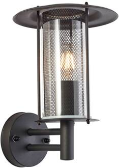 Brilliant Detroit buitenwandlamp, mat zwart, metaal, kunststof zwart, transparant