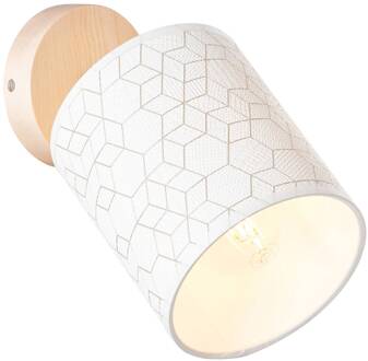 Brilliant Galance wandspot hout licht / wit binnenverlichting, spots, wand | 1x A60, E27, 40W, geschikt voor normale lampen (niet inbegrepen) | A ++ | Edel structuurscherm gemaakt van echt vinylbehang