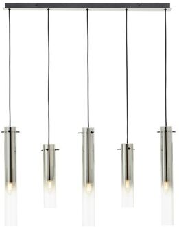 Brilliant Glasini Hanglamp 5-lichts - Zwart/Gerookt Glas