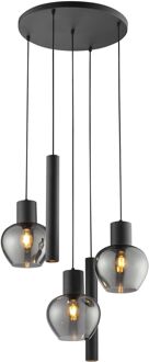 Brilliant Hanglamp Ligari - Zwart - Rookglas - D65cm - 3xe27 - 2xgu10