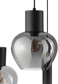 Brilliant Hanglamp Ligari, zwart/rookgrijs, lengte 126 cm, glas rookgrijs, zwart