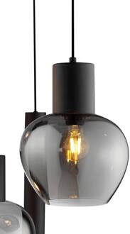 Brilliant Hanglamp Ligari, zwart/rookgrijs, Ø 68 cm, metaal/glas rookgrijs, zwart