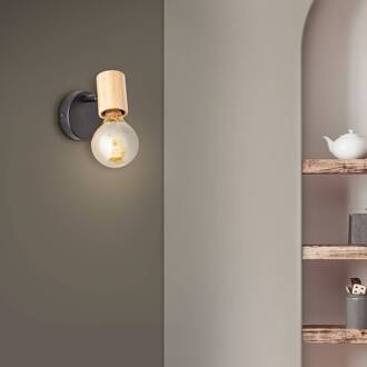 Brilliant Kerry wandspot, zwart/natuur, breedte 9 cm, bamboe naturel, zwart