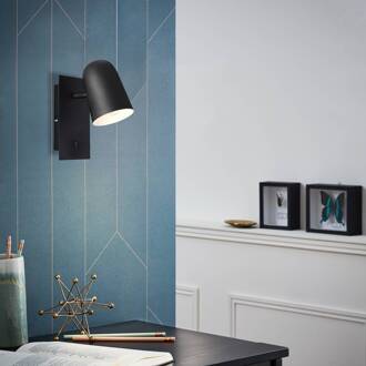 Brilliant lamp Ayr wandspot schakelaar zwart mat | 1x D45, E14, 18W, geschikt voor vallampen (niet inbegrepen) | Schaal A ++ tot E | Met tuimelschakelaar