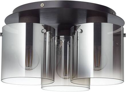 Brilliant lamp Beth plafondlamp 35 cm zwart / rookglas | 3x A60, E27, 60W, gf normale lampen niet gespecificeerd | Geschikt voor LED-lampen | Dimbaar bij gebruik van geschikte lampen