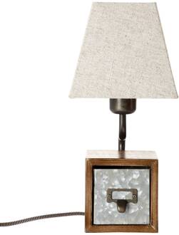 Brilliant lamp Casket tafellamp antiek zink / beige | 1x A60, E27, 25W, geschikt voor standaardlampen (niet inbegrepen) | Schaal A ++ tot E | Met snoerschakelaar