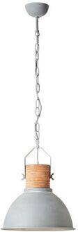 Brilliant lamp Frida hanglamp 39cm beton / hout | 1x A60, E27, 60W, geschikt voor standaardlampen (niet inbegrepen) | Schaal A ++ tot E | Ketting kan worden ingekort