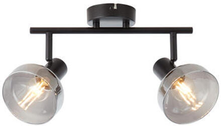 Brilliant lamp Gereflecteerde spot buis 2-lichts zwart mat / gerookt glas | 2x D45, E14, 18W, geschikt voor vallampen (niet inbegrepen) | Schaal A ++ tot E | Hoofden draaien