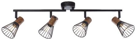 Brilliant lamp Manama spot 4-lichts hout donker / zwart mat | 4x D45, E14, 18W, geschikt voor vallampen (niet inbegrepen) | Schaal A ++ tot E | Draaibare koppen / draaibare armen