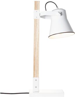 Brilliant lamp Plow tafellamp wit / licht hout | 1x A60, E27, 10W, geschikt voor standaardlampen (niet inbegrepen) | Schaal A ++ tot E | Met snoerschakelaar