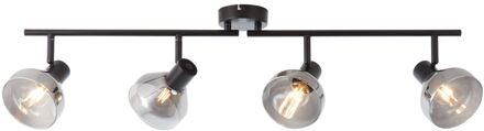 Brilliant lamp reflecterende spot buis 4-lichts zwart mat / rookglas | 4x D45, E14, 18W, geschikt voor vallampen (niet inbegrepen) | Schaal A ++ tot E | Draaibare koppen / roterende armen