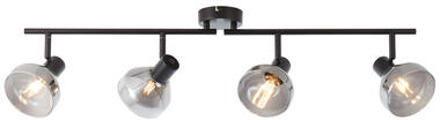 Brilliant lamp reflecterende spot buis 4-lichts zwart mat / rookglas | 4x D45, E14, 18W, geschikt voor vallampen (niet inbegrepen) | Schaal A ++ tot E | Draaibare koppen / roterende armen