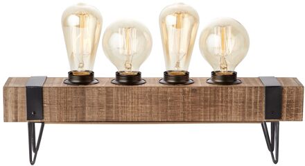 Brilliant lamp Woodhill tafellamp 4 lichts antiek / zwart | 4x A60, E27, 30W, geschikt voor standaardlampen (niet inbegrepen) | Schaal A ++ tot E | Met snoerschakelaar