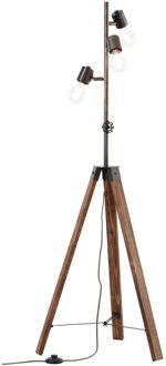 Brilliant lamp Woodhill vloerlamp 1-licht antiek / zwart | 4x A60, E27, 30W, geschikt voor standaardlampen (niet inbegrepen) | Schaal A ++ tot E | Met voetschakelaar