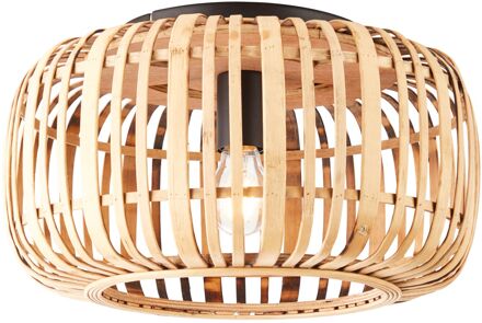 Brilliant lamp, Woodrow plafondlamp 1-vlamm lichtbruin, metaal/bamboe, 1x A60, E27, 60W, normale lampen (niet meegeleverd), A++