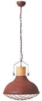 Brilliant Landelijke / Industriële Hanglamp roest met houten klos