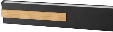 Brilliant LED hanglamp Streamline, lengte 130 cm, zwart, metaal zwart, licht hout