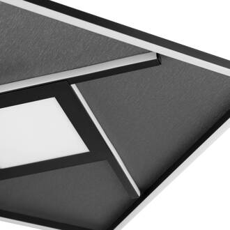 Brilliant LED plafondlamp Hardy, lengte 46 cm zwart mat metaal/stof