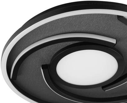 Brilliant LED plafondlamp Hardy, Ø 35 cm, zwart mat, metaal/stof