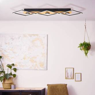 Brilliant LED plafondlamp Woodbridge, 3-lamps zwart, bruin