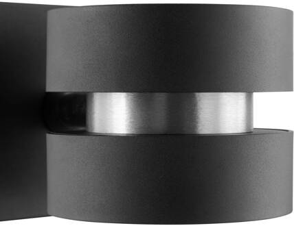 Brilliant LED wandlamp Glow-Sphere, zwart, Ø 13 cm, metaal, 2-lamps. zwart, aluminium