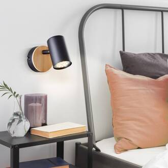 Brilliant Niels wandspot, hoogte 11 cm, zwart/natuur, bamboe zwart, natuurlijk