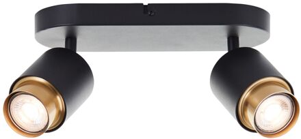 Brilliant Opbouwspot Covelo Zwart Messing 2xgu10 5w