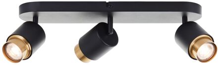 Brilliant Opbouwspot Covelo Zwart Messing 3xgu10 5w