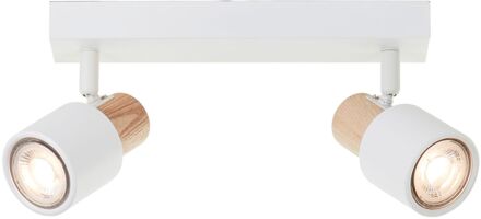 Brilliant Opbouwspot Pini Wit Hout 2xgu10