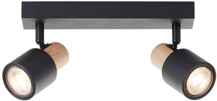 Brilliant Opbouwspot Pini Zwart Hout 2xgu10