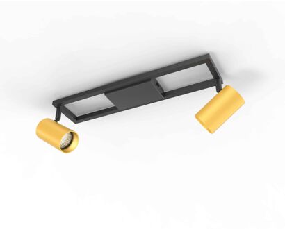 Brilliant Opbouwspot Salor - Zwart - Messing - 2xgu10 5w - Warm Wit