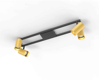 Brilliant Opbouwspot Salor - Zwart - Messing - 4xgu10 5w - Warm Wit