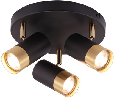 Brilliant Opbouwspot Vigolo Zwart Messing ⌀24cm 3xgu10 5w