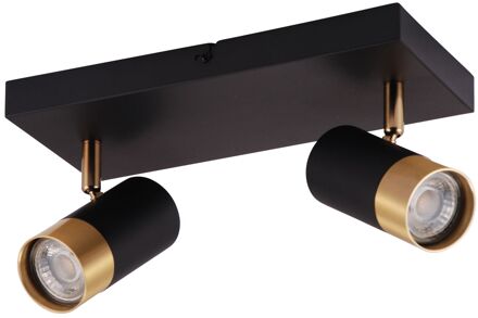 Brilliant Opbouwspot Vigolo Zwart Messing 2xgu10 5w