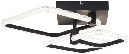 Brilliant Plafondlamp Aydin Vierkant Zwart Met Kristaleffect 30w