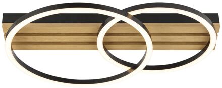 Brilliant Plafondlamp Calma - Zwart - Hout - Warm Wit - 21w