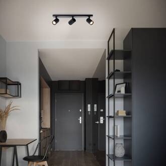 Brilliant Plafondspot Marty, lengte 53 cm, zandzwart, 3-lamps.