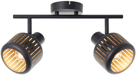 Brilliant Plafondspot Tyas Zwart Goud 2xe14