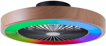 Brilliant Plafondventilator Slimline Hout Zwart ⌀49cm Cct Rgb 40w