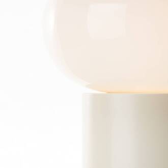 Brilliant Tafellamp Daeny met glazen kap, beige beige, wit