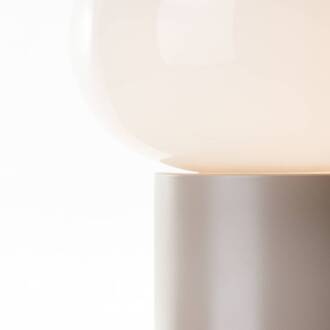 Brilliant Tafellamp Daeny met glazen kap, taupe taupe, wit
