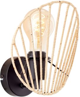 Brilliant Wandlamp Malty Rotan Zwart E27 52w