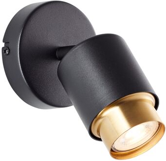 Brilliant Wandspot Covelo Zwart Messing Gu10 5w