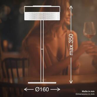 Briloner Accu-tafellamp Booha, beige, metaal, IP44, dimbaar beige, zwart